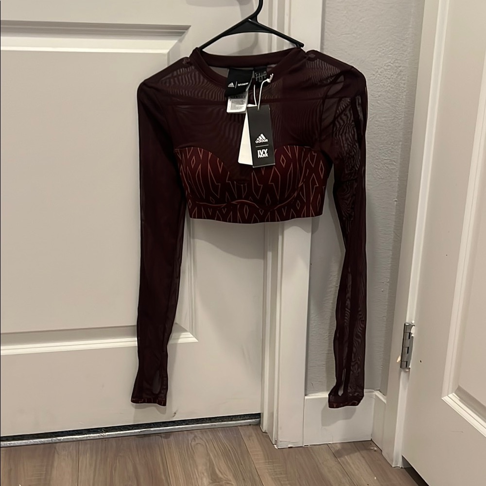 IVY PARK Red Cropped Fitted Blouse